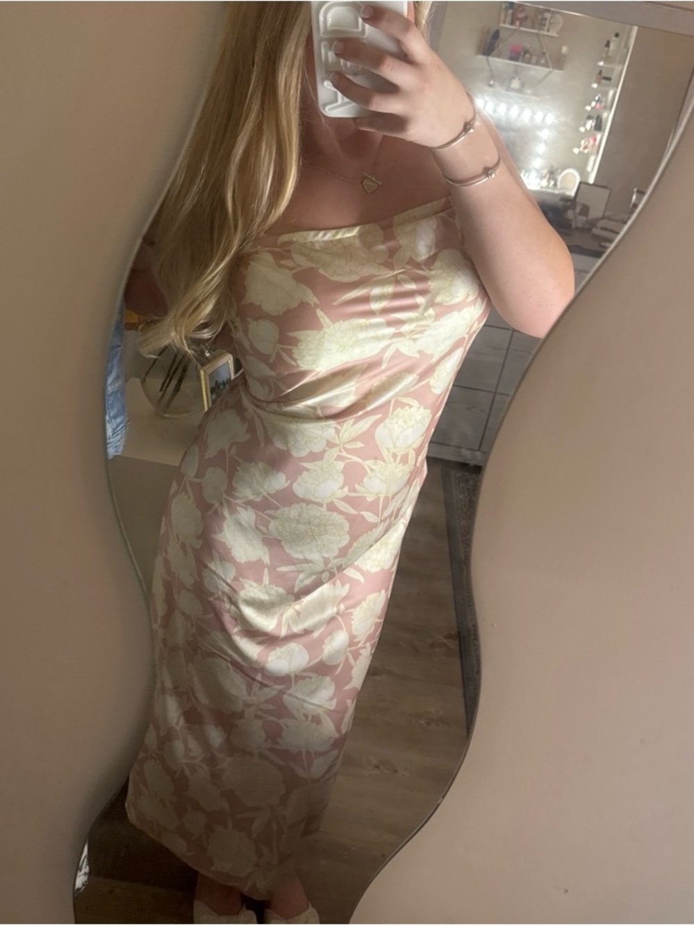 Petal & Pup Strapless Floral Slip Dress in Blush and Cream